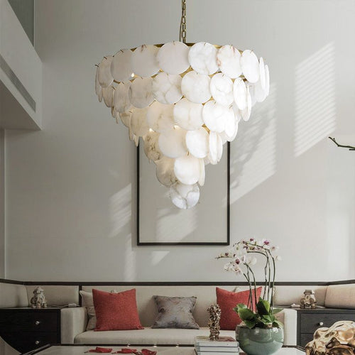 Alabaster Magnolia Multi-tiered Round Chandelier - orvaliadecor