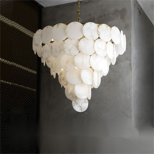 Alabaster Magnolia Multi-tiered Round Chandelier - orvaliadecor