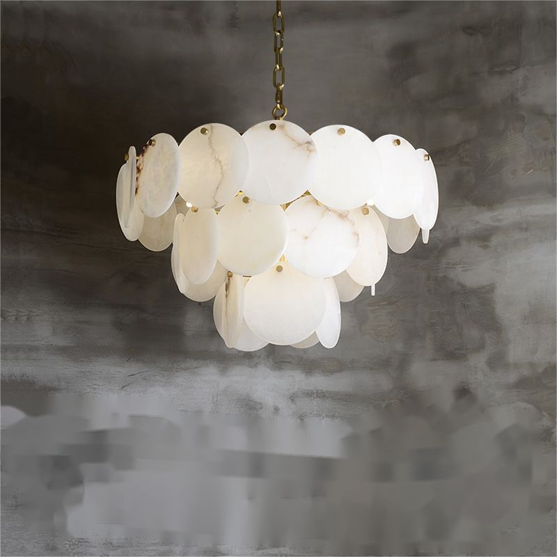 Alabaster Magnolia Multi-tiered Round Chandelier - orvaliadecor