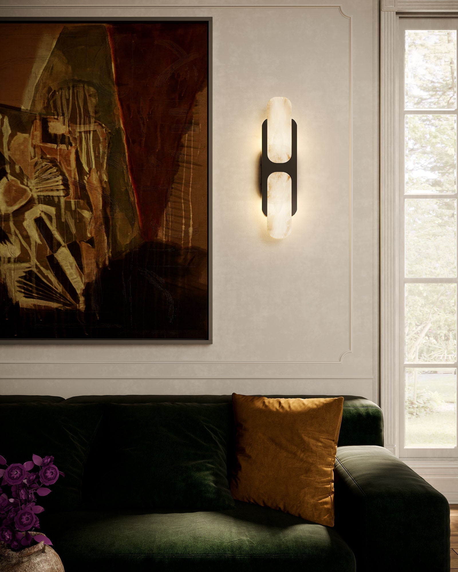 Alabaster Odin Large Wall Sconce - orvaliadecor