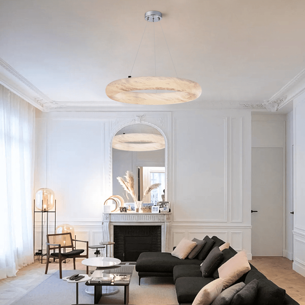 Alabaster Round Ring Living Room Chandelier - orvaliadecor