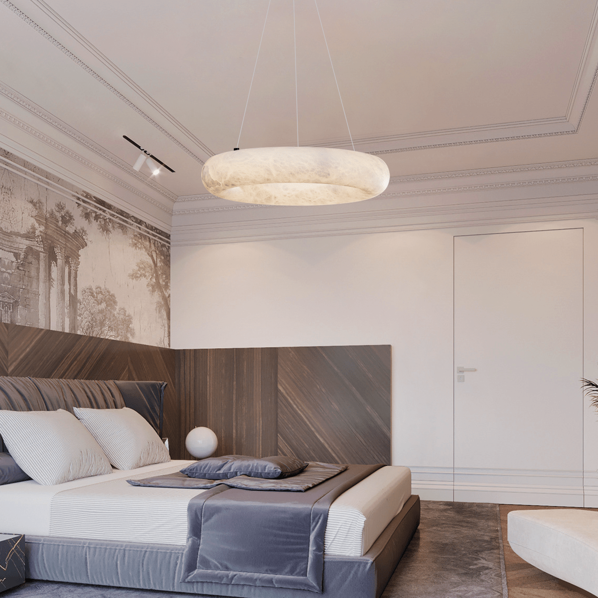 Alabaster Round Ring Living Room Chandelier - orvaliadecor