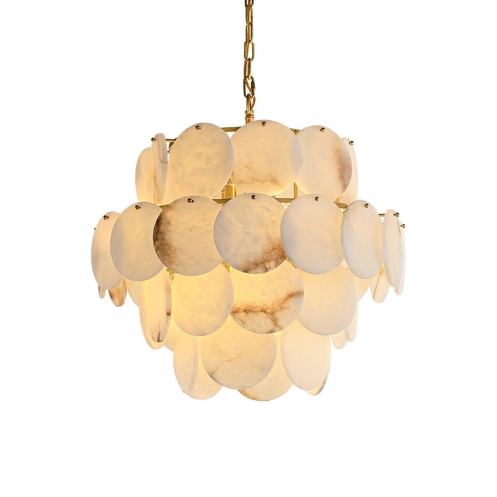 Alabaster Shell Brass Chandelier with 2/3/4/5/6 layer - orvaliadecor