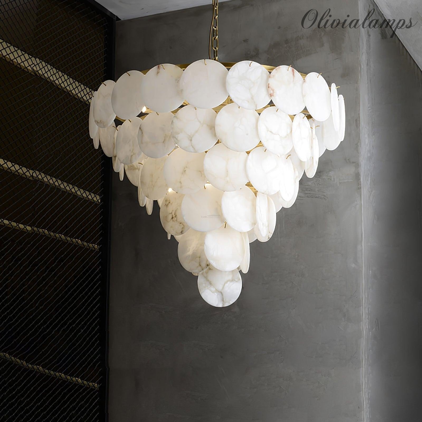 Alabaster Shell Brass Chandelier with 2/3/4/5/6 layer - orvaliadecor