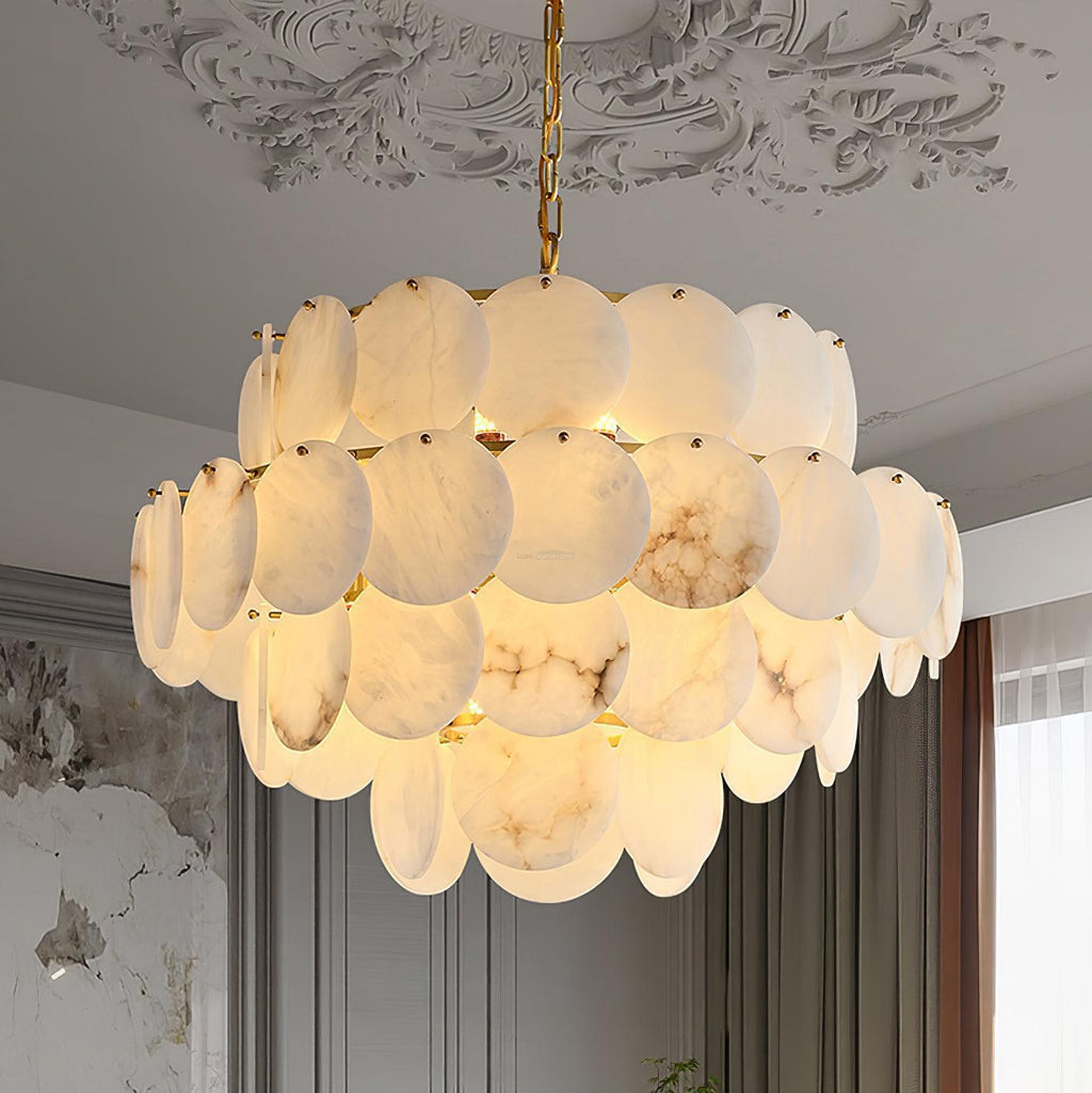 Alabaster Shell Brass Chandelier with 2/3/4/5/6 layer - orvaliadecor