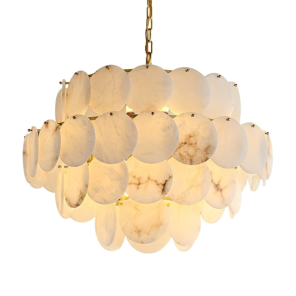 Alabaster Shell Brass Chandelier with 2/3/4/5/6 layer - orvaliadecor