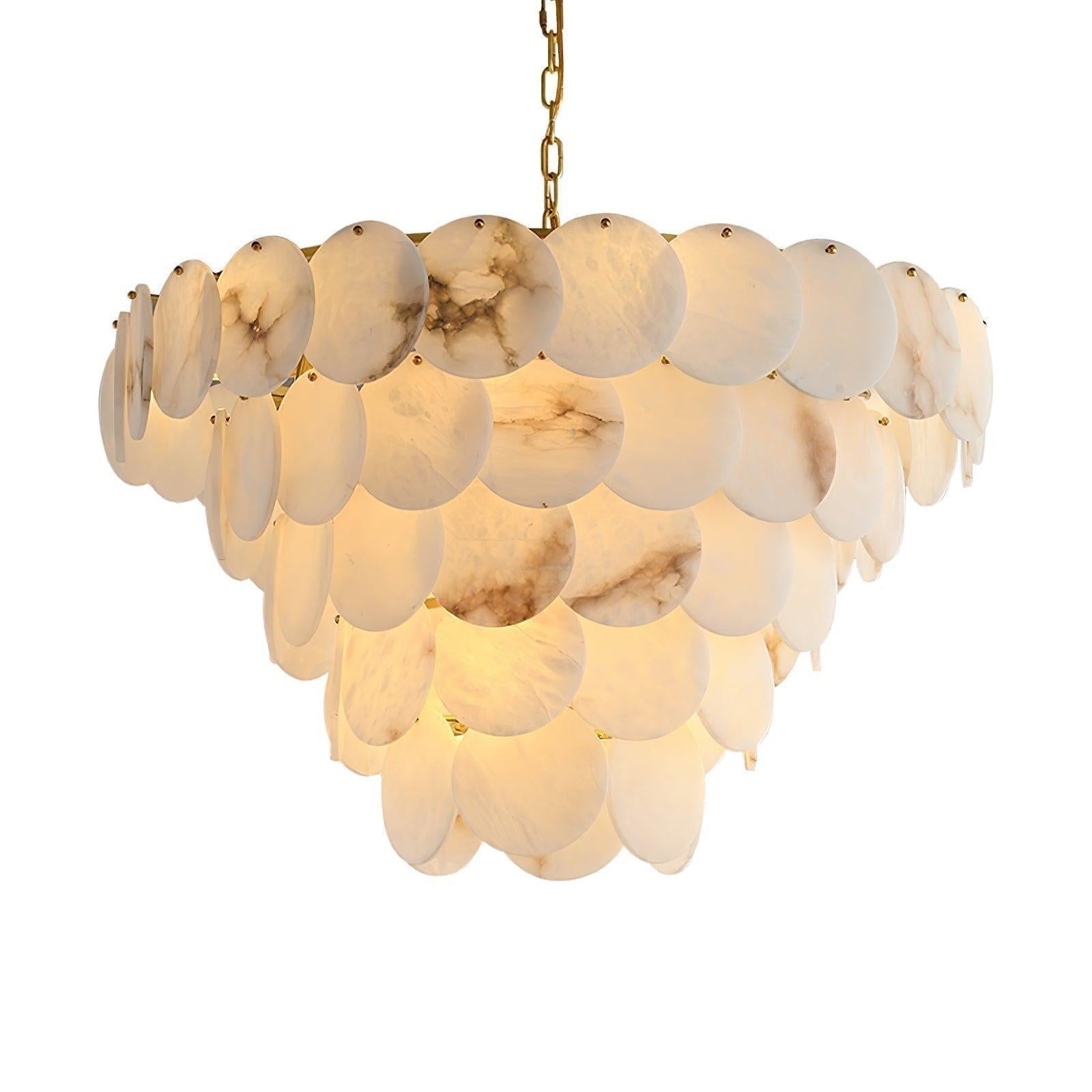Alabaster Shell Brass Chandelier with 2/3/4/5/6 layer - orvaliadecor