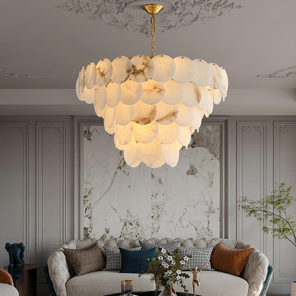 Alabaster Shell Brass Chandelier with 2/3/4/5/6 layer - orvaliadecor