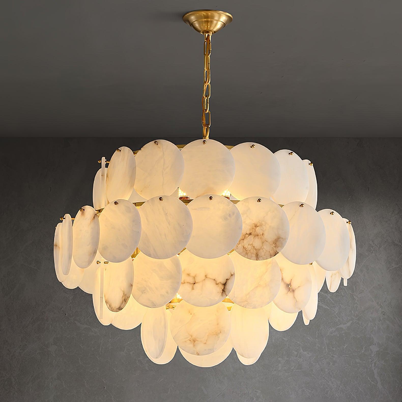 Alabaster Shell Brass Chandelier with 2/3/4/5/6 layer - orvaliadecor