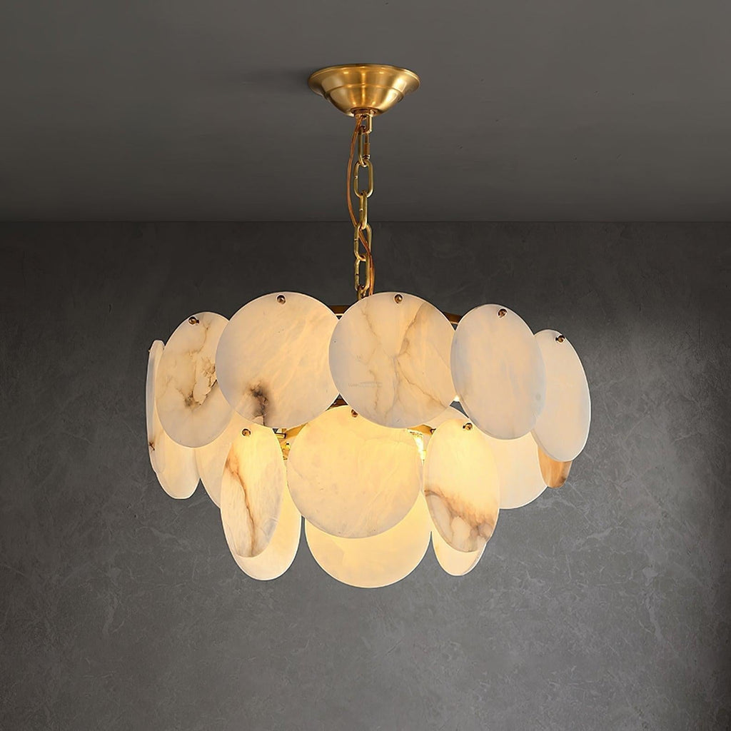 Alabaster Shell Brass Chandelier with 2/3/4/5/6 layer - orvaliadecor