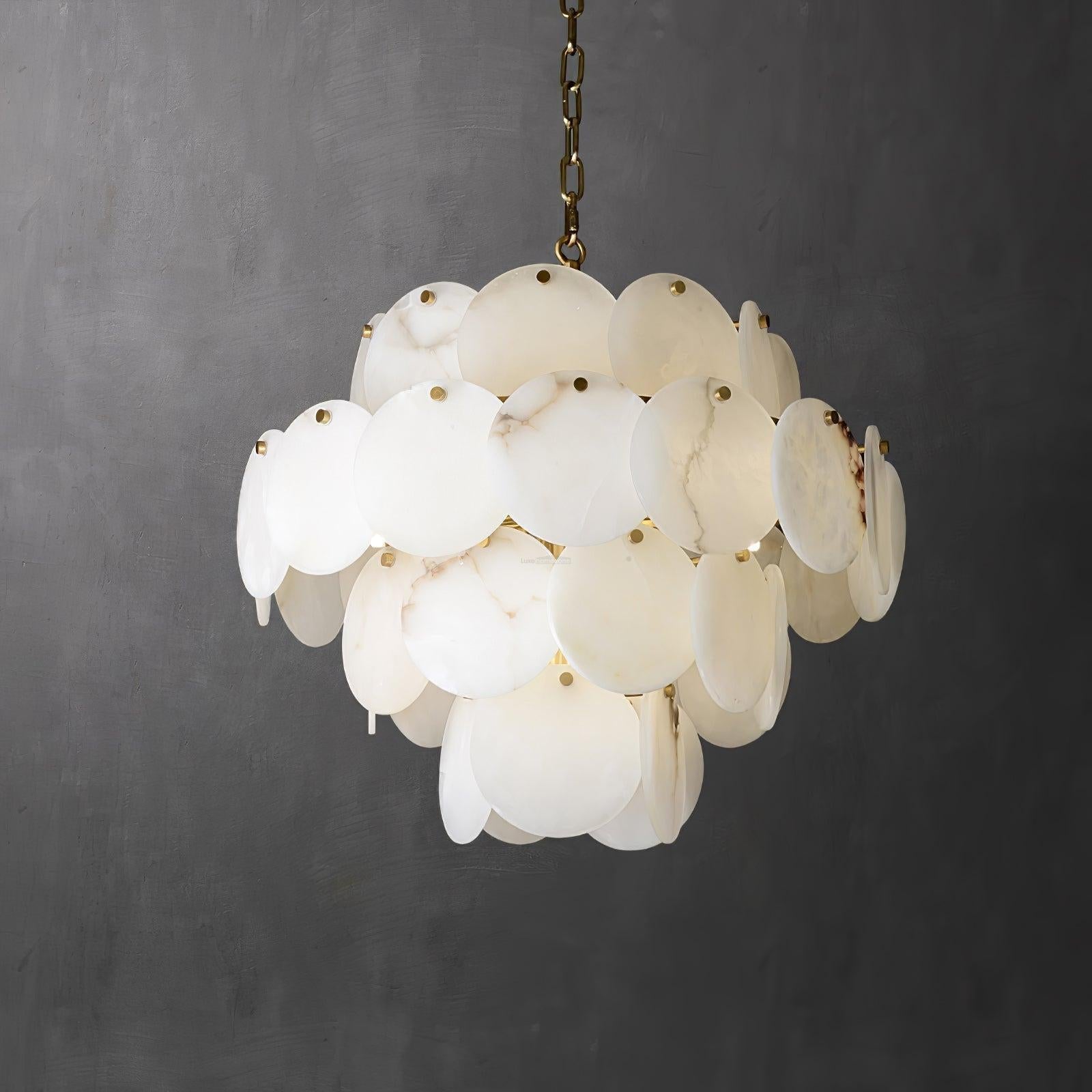 Alabaster Shell Brass Chandelier with 2/3/4/5/6 layer - orvaliadecor