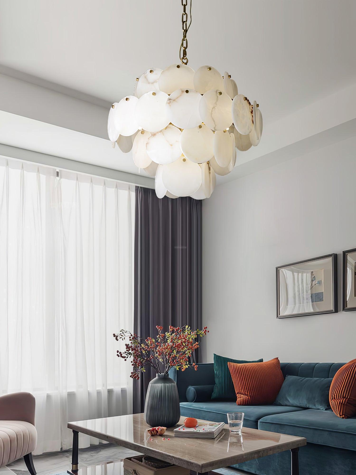 Alabaster Shell Brass Chandelier with 2/3/4/5/6 layer - orvaliadecor