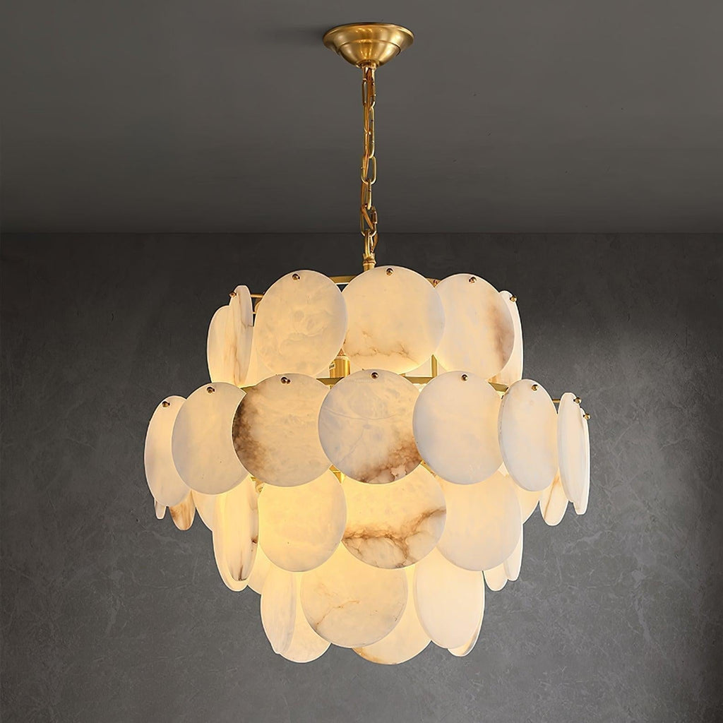 Alabaster Shell Brass Chandelier with 2/3/4/5/6 layer - orvaliadecor
