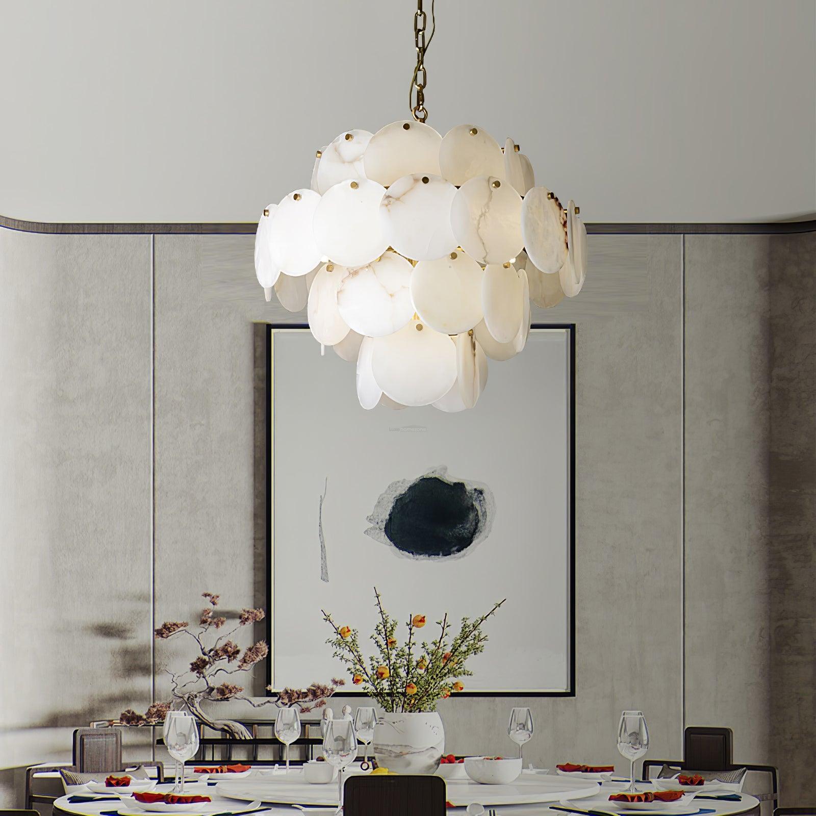 Alabaster Shell Brass Chandelier with 2/3/4/5/6 layer - orvaliadecor