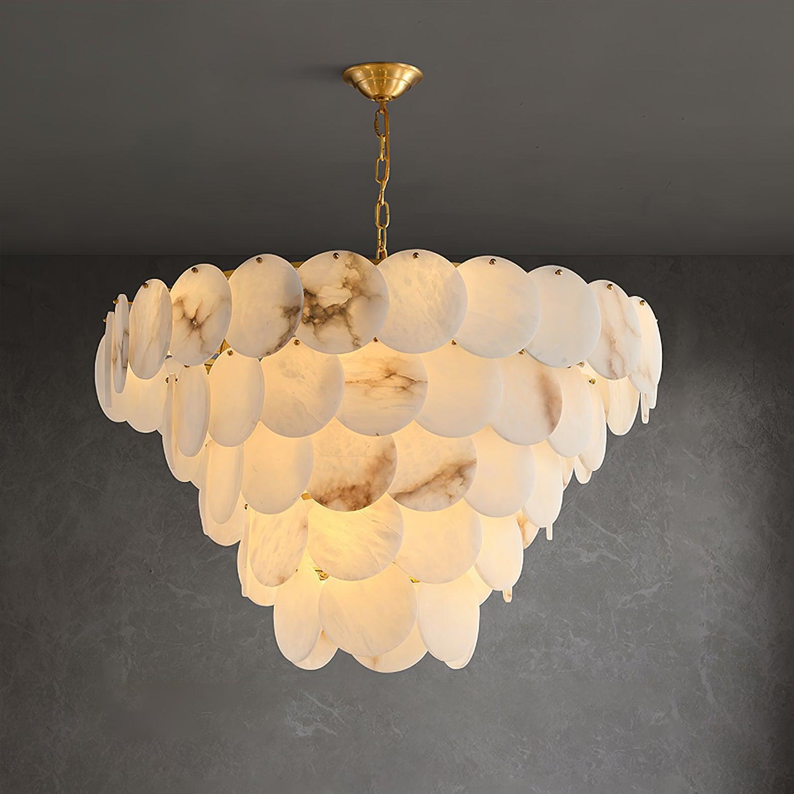 Alabaster Shell Brass Chandelier with 2/3/4/5/6 layer - orvaliadecor