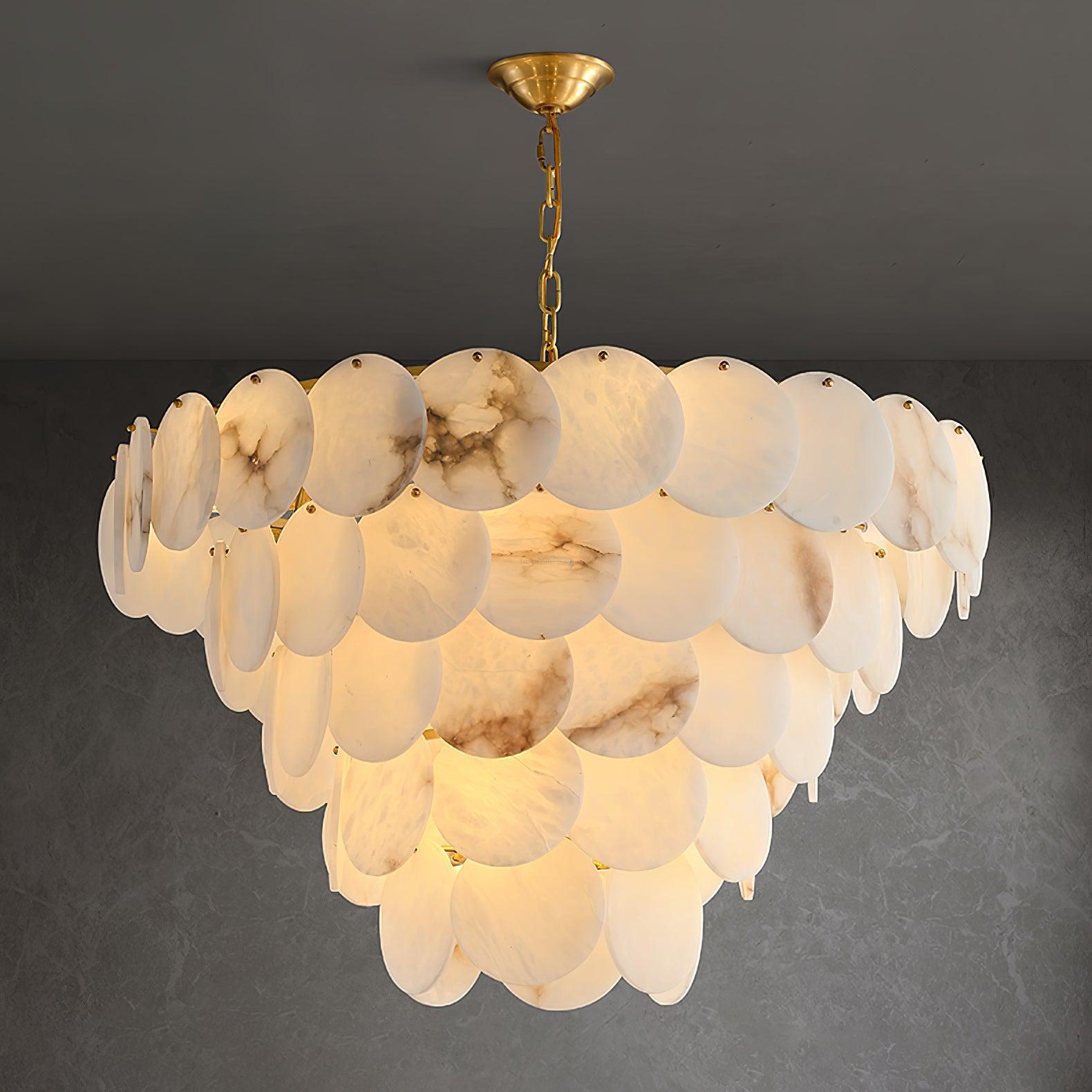 Alabaster Shell Brass Chandelier with 2/3/4/5/6 layer - orvaliadecor
