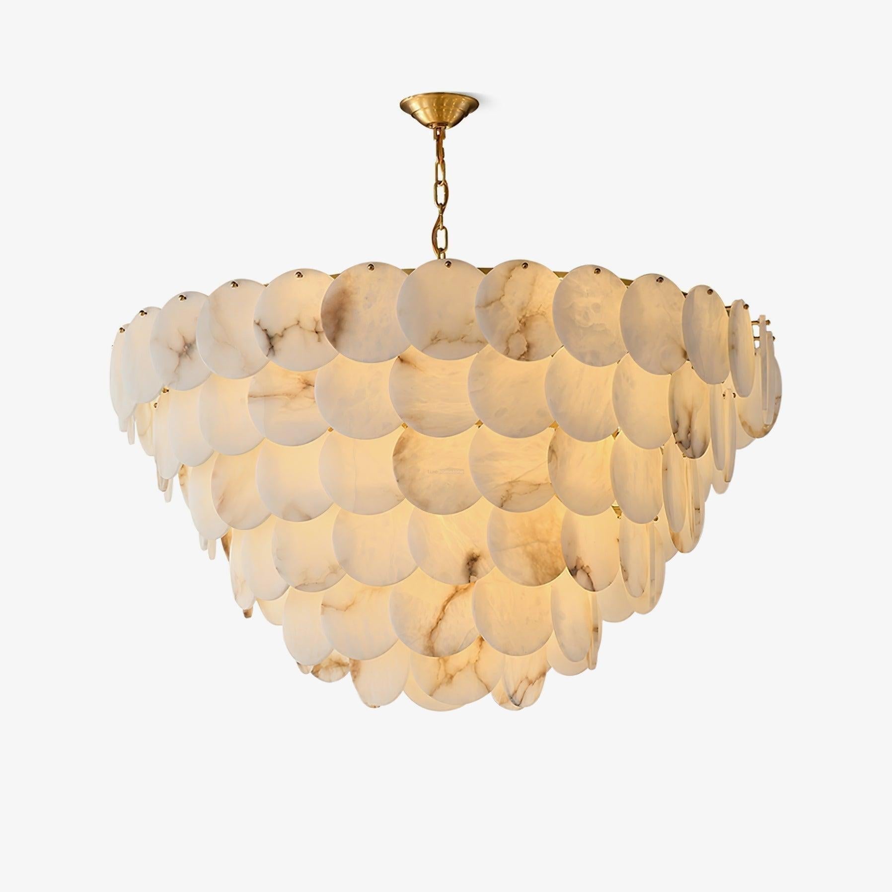 Alabaster Shell Brass Chandelier with 2/3/4/5/6 layer - orvaliadecor