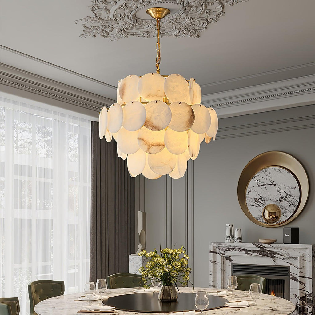 Alabaster Shell Brass Chandelier with 2/3/4/5/6 layer - orvaliadecor