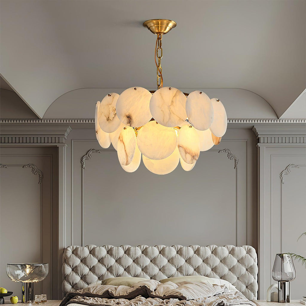 Alabaster Shell Brass Chandelier with 2/3/4/5/6 layer - orvaliadecor