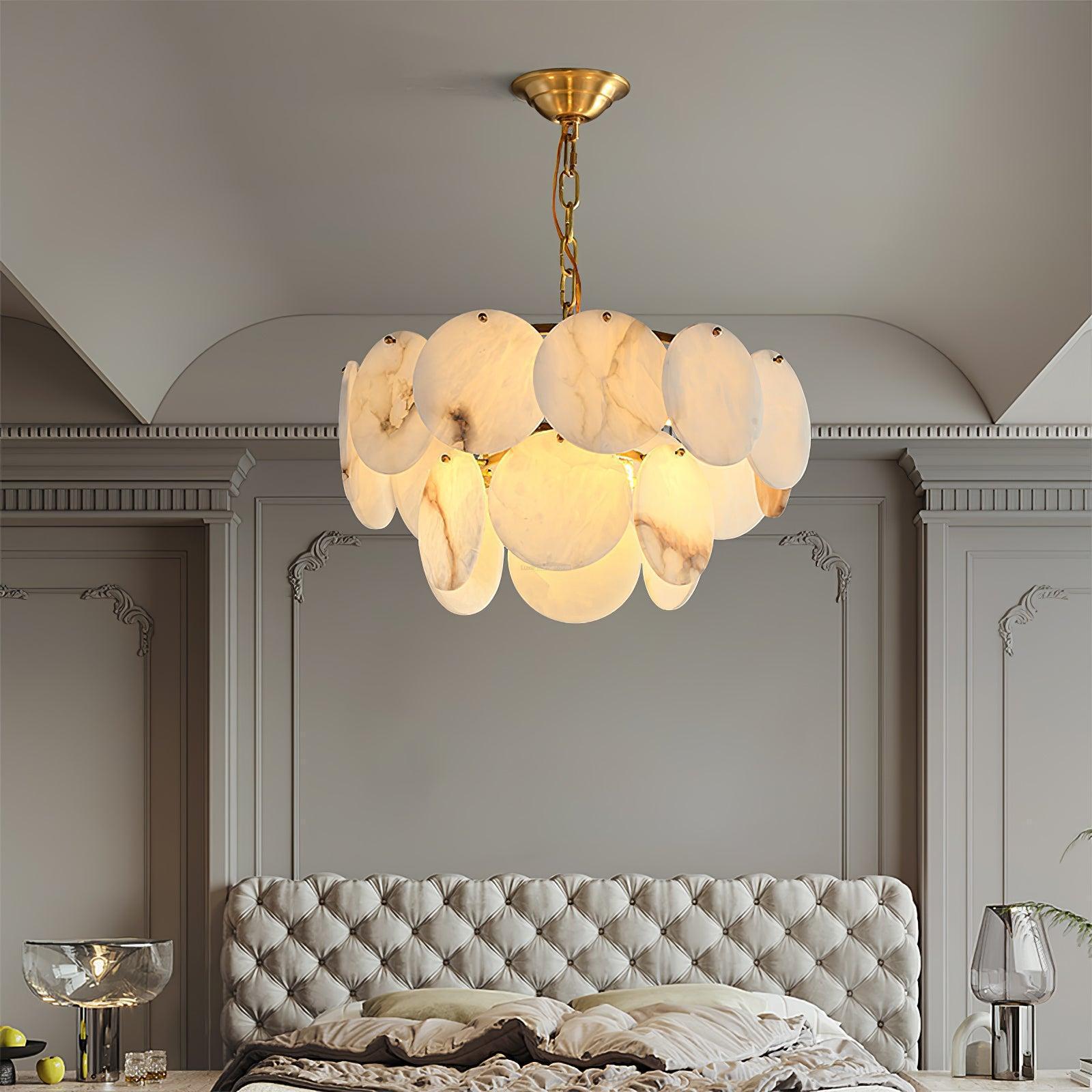 Alabaster Shell Brass Chandelier with 2/3/4/5/6 layer - orvaliadecor