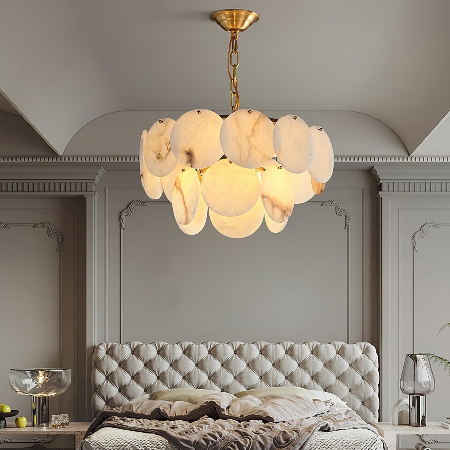 Alabaster Shell Brass Chandelier with 2/3/4/5/6 layer - orvaliadecor