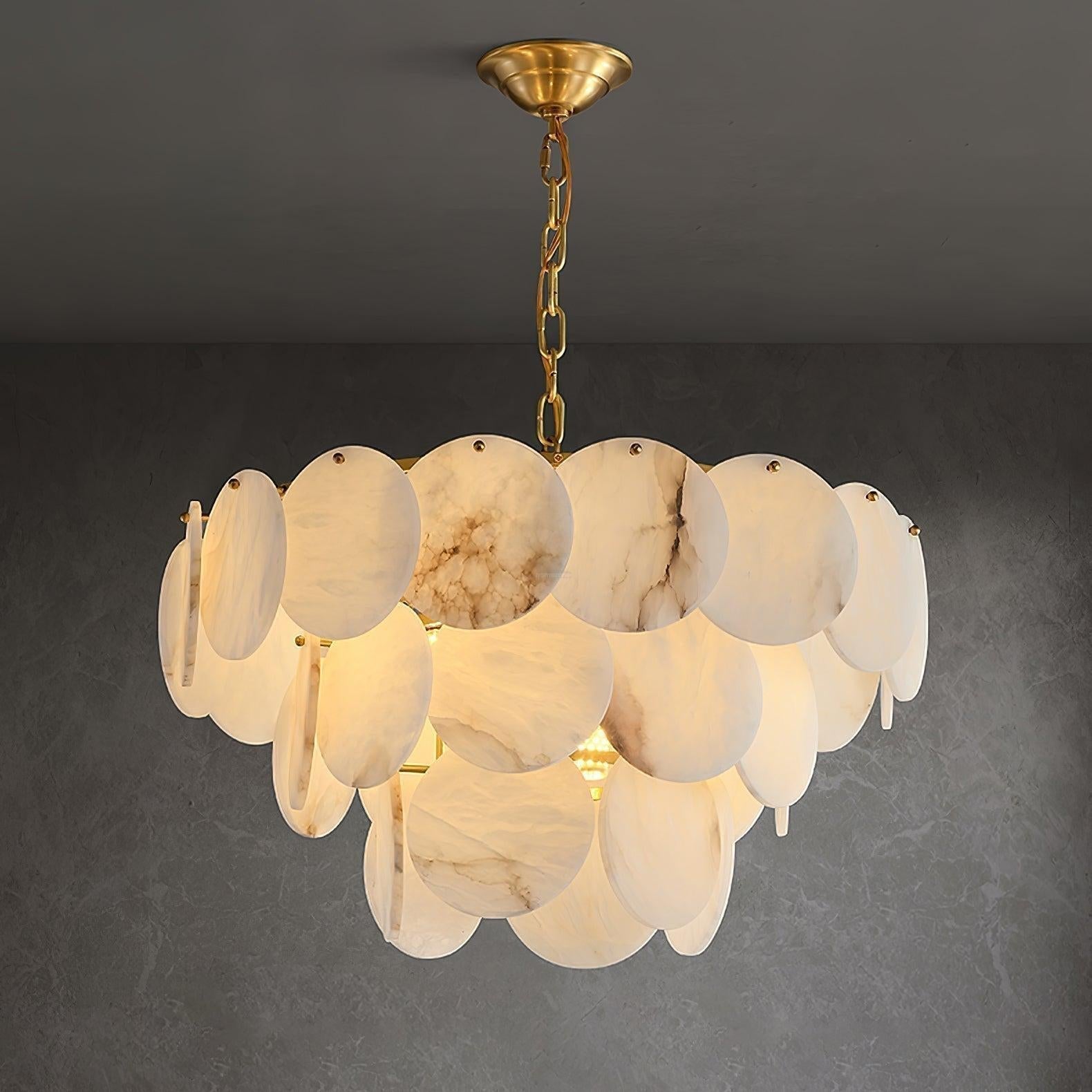 Alabaster Shell Brass Chandelier with 2/3/4/5/6 layer - orvaliadecor