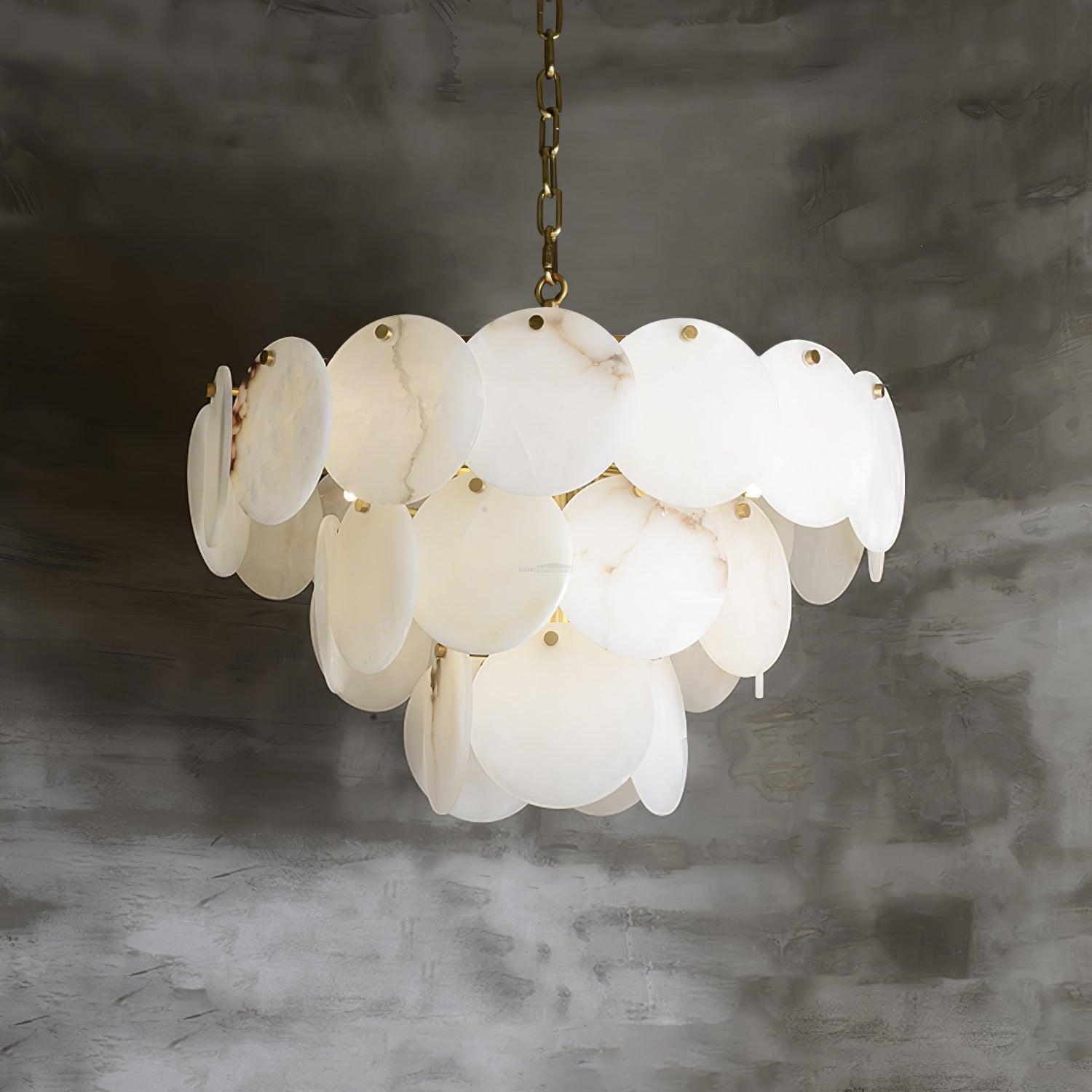 Alabaster Shell Brass Chandelier with 2/3/4/5/6 layer - orvaliadecor