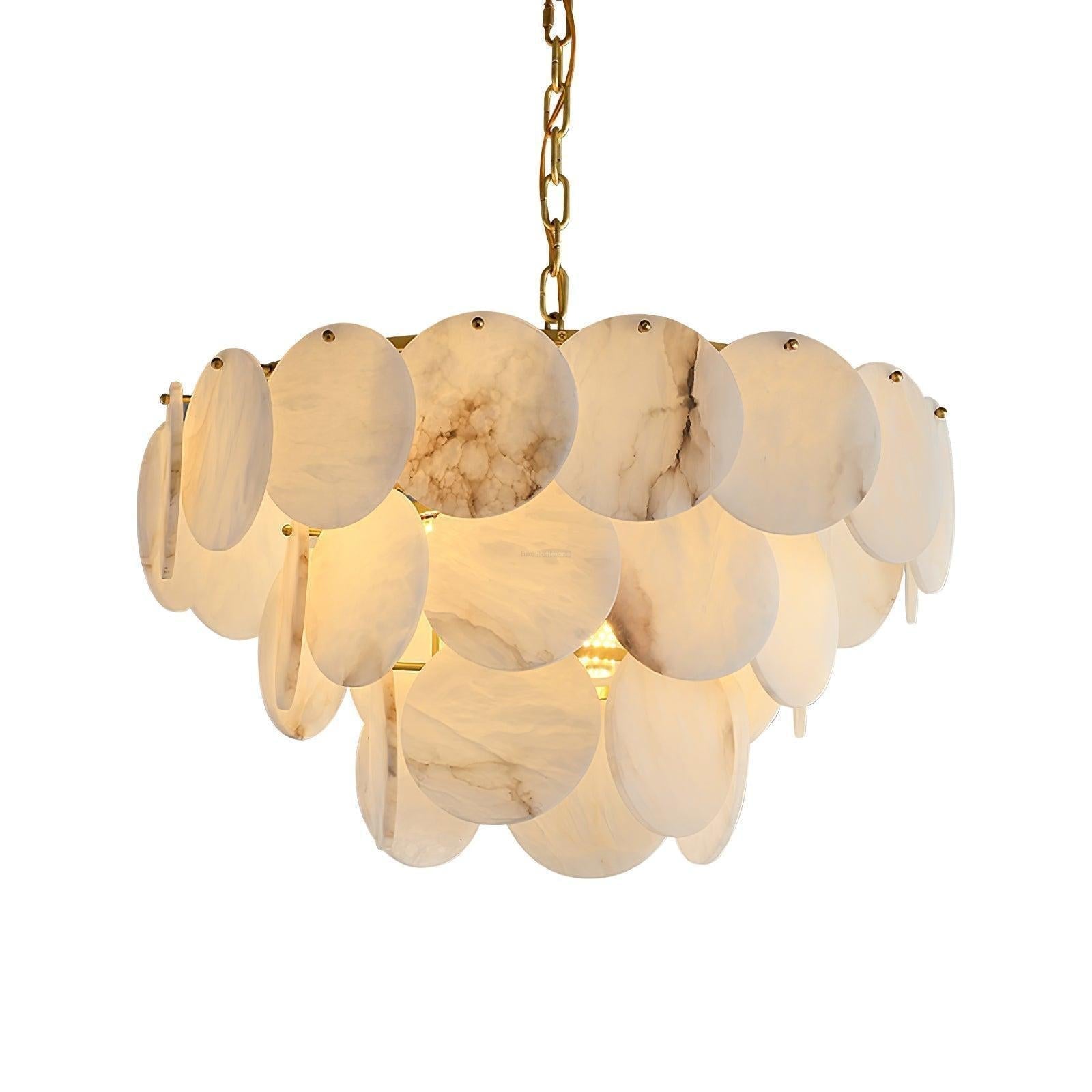 Alabaster Shell Brass Chandelier with 2/3/4/5/6 layer - orvaliadecor
