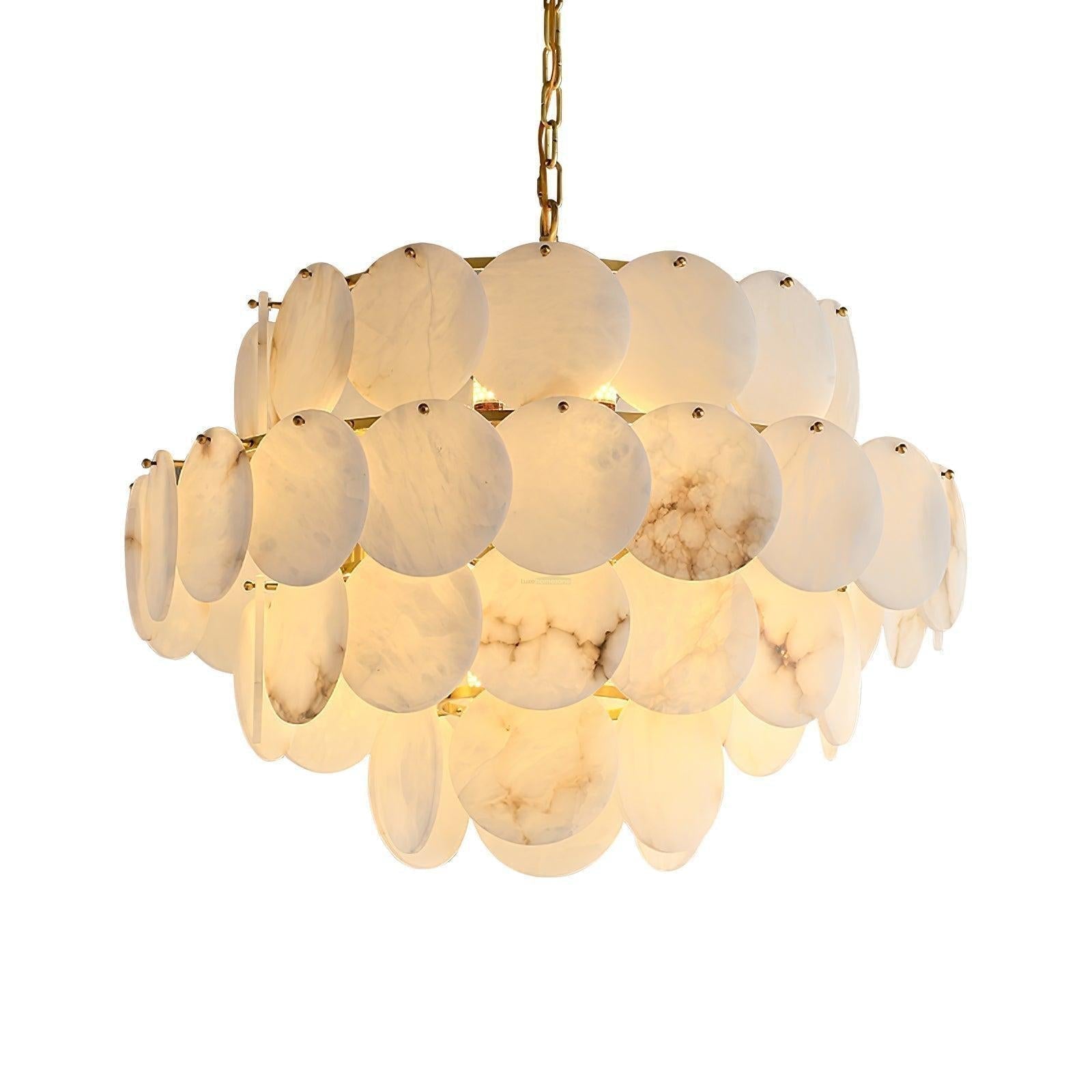 Alabaster Shell Brass Chandelier with 2/3/4/5/6 layer - orvaliadecor