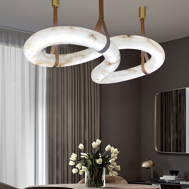 Alabaster Unique Curved Contemporary Nordic Alabaster Chandelier - orvaliadecor