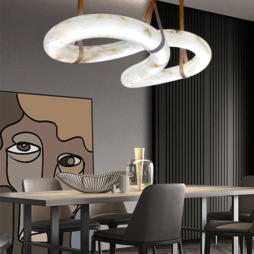 Alabaster Unique Curved Contemporary Nordic Alabaster Chandelier - orvaliadecor