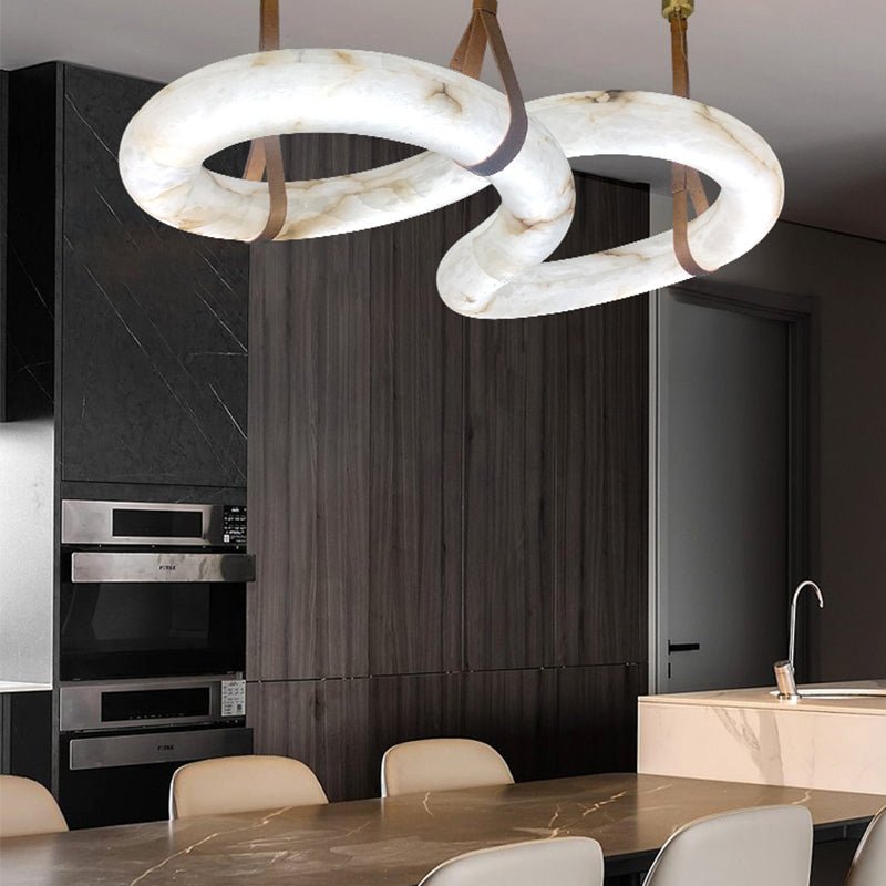 Alabaster Unique Curved Contemporary Nordic Alabaster Chandelier - orvaliadecor