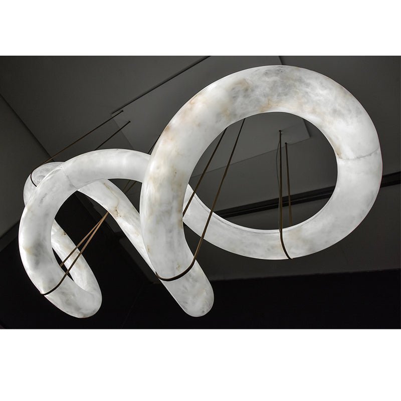 Alabaster Unique Curved Ethereal Alabaster Chandelier - orvaliadecor