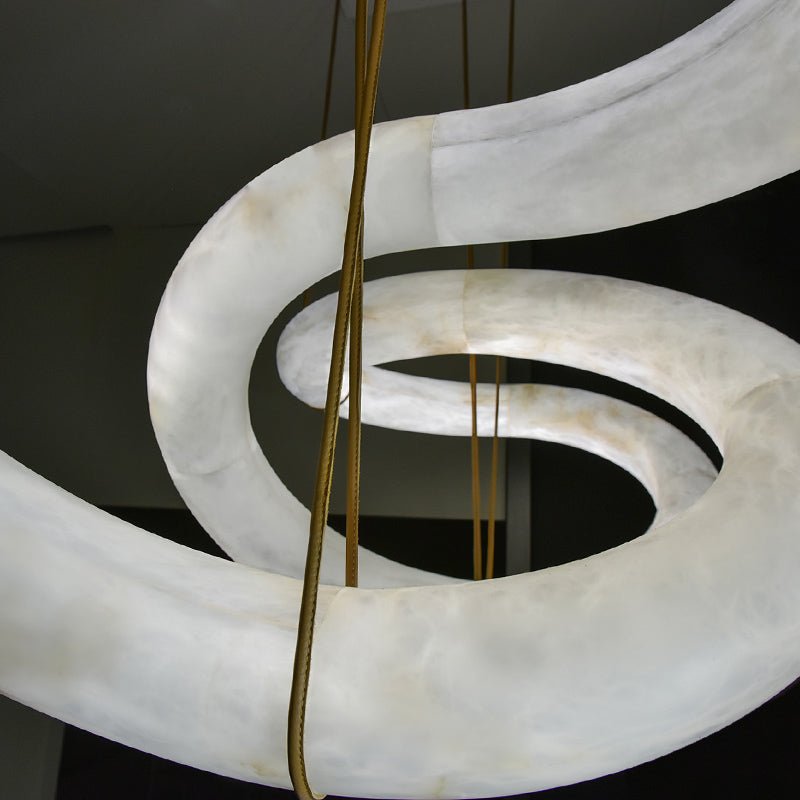 Alabaster Unique Curved Ethereal Alabaster Chandelier - orvaliadecor