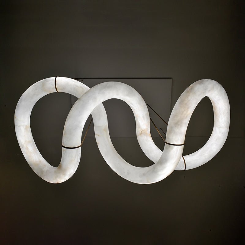 Alabaster Unique Curved Ethereal Alabaster Chandelier - orvaliadecor