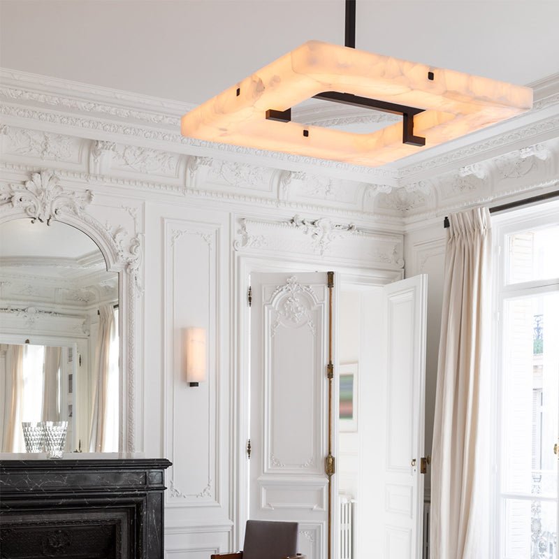 Amelia Square Alabaster Living Room Chandelier - orvaliadecor