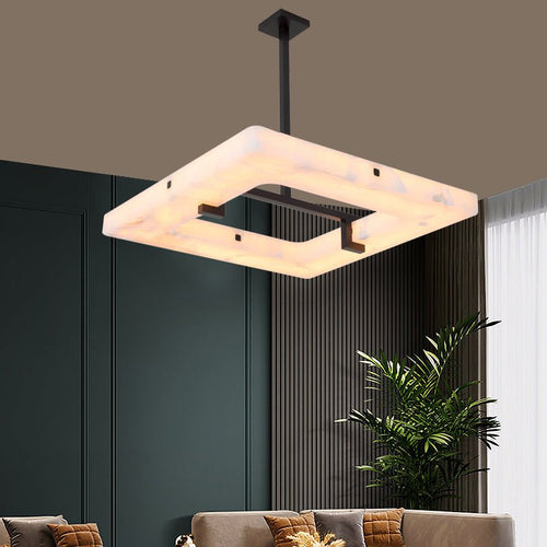 Amelia Square Alabaster Living Room Chandelier - orvaliadecor