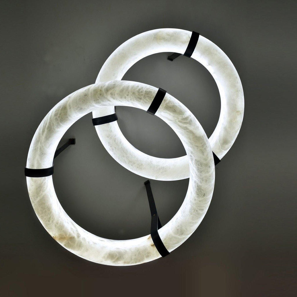 Annie Alabaster Pendant, Modern Chandelier with Leather Hook - orvaliadecor
