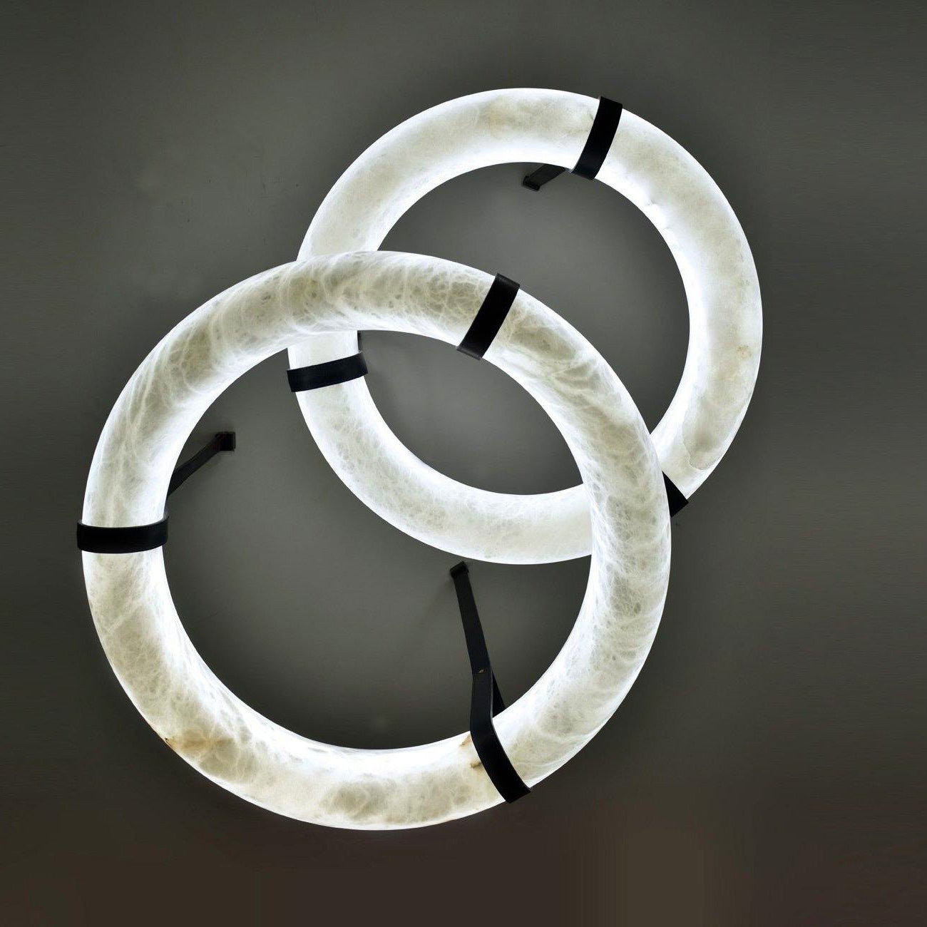 Annie Alabaster Pendant, Modern Chandelier with Leather Hook - orvaliadecor