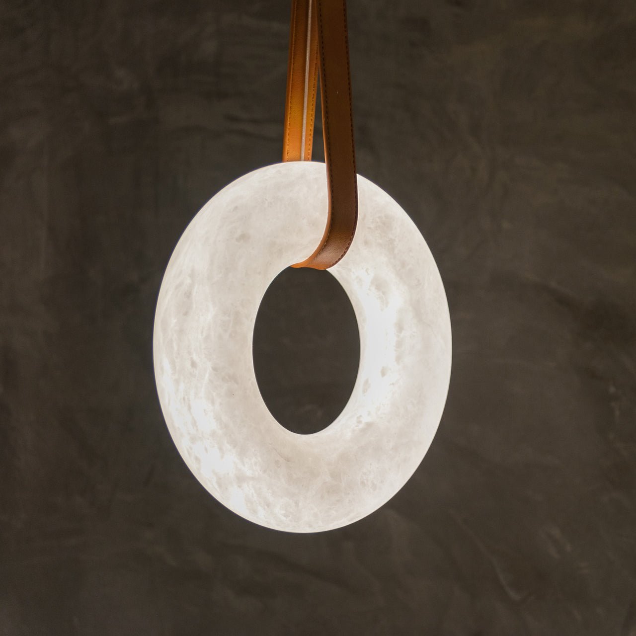 Annie Alabaster Pendant, Modern Chandelier with Leather Hook - orvaliadecor