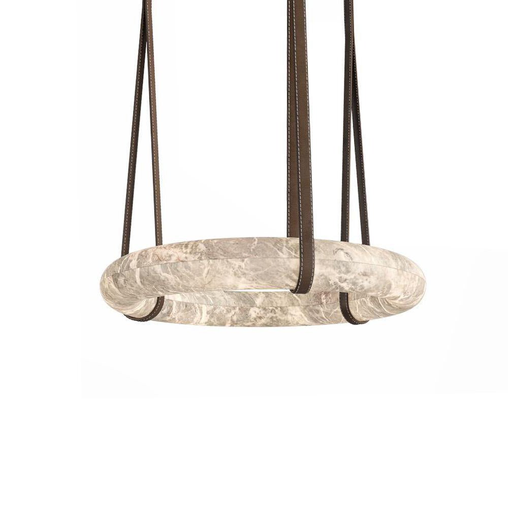 Annie Alabaster Pendant, Modern Chandelier with Leather Hook - orvaliadecor
