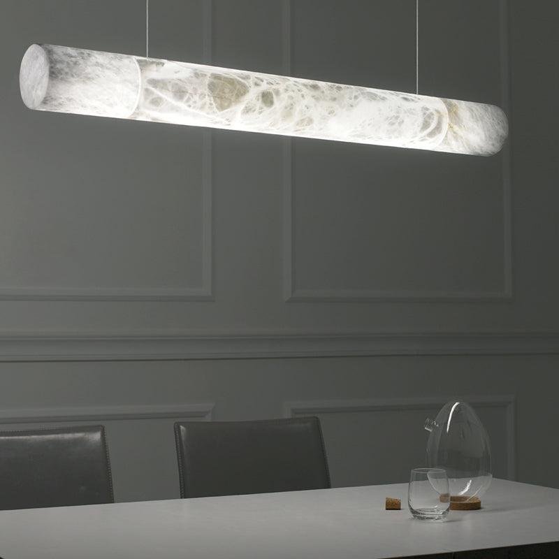 Cylindrical Alabaste Linear Chandelier - orvaliadecor