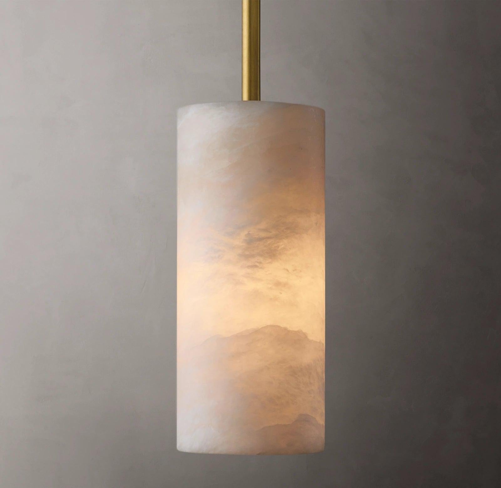 Hand Carved Alabaster Cylinder Pendant - orvaliadecor