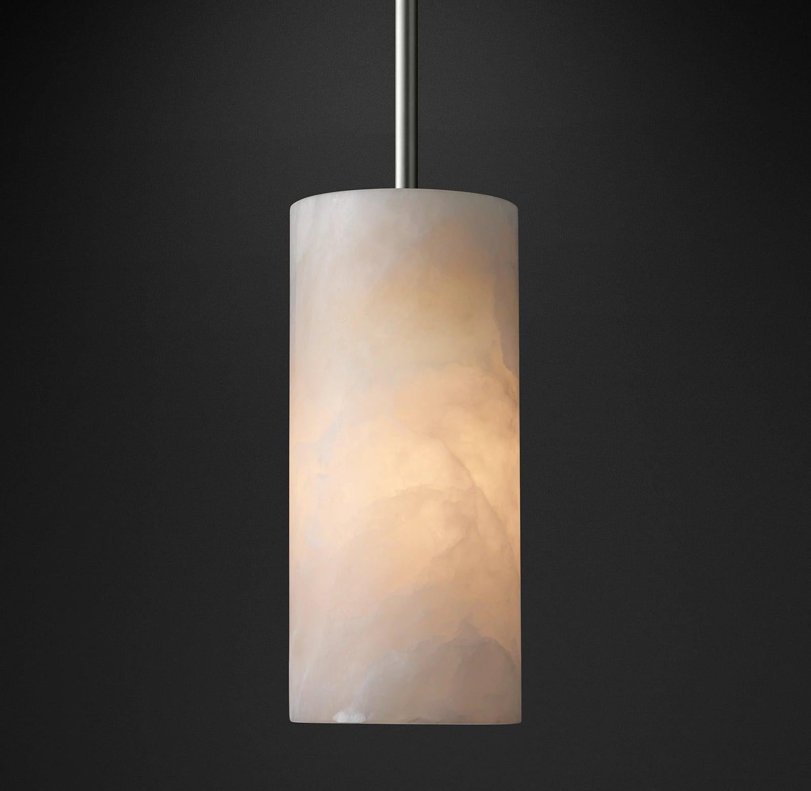 Hand Carved Alabaster Cylinder Pendant - orvaliadecor