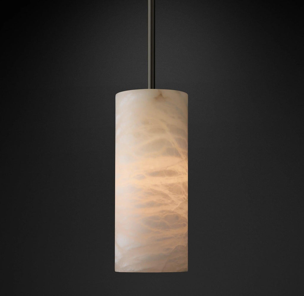 Hand Carved Alabaster Cylinder Pendant - orvaliadecor