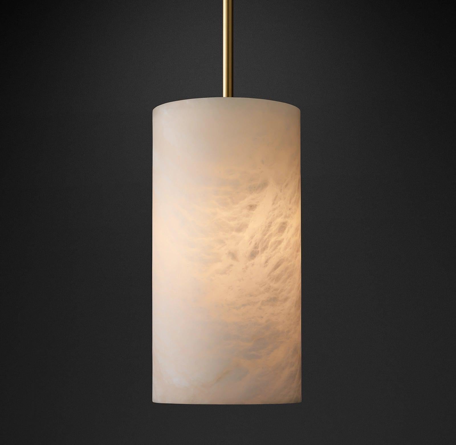 Hand Carved Alabaster Cylinder Pendant - orvaliadecor