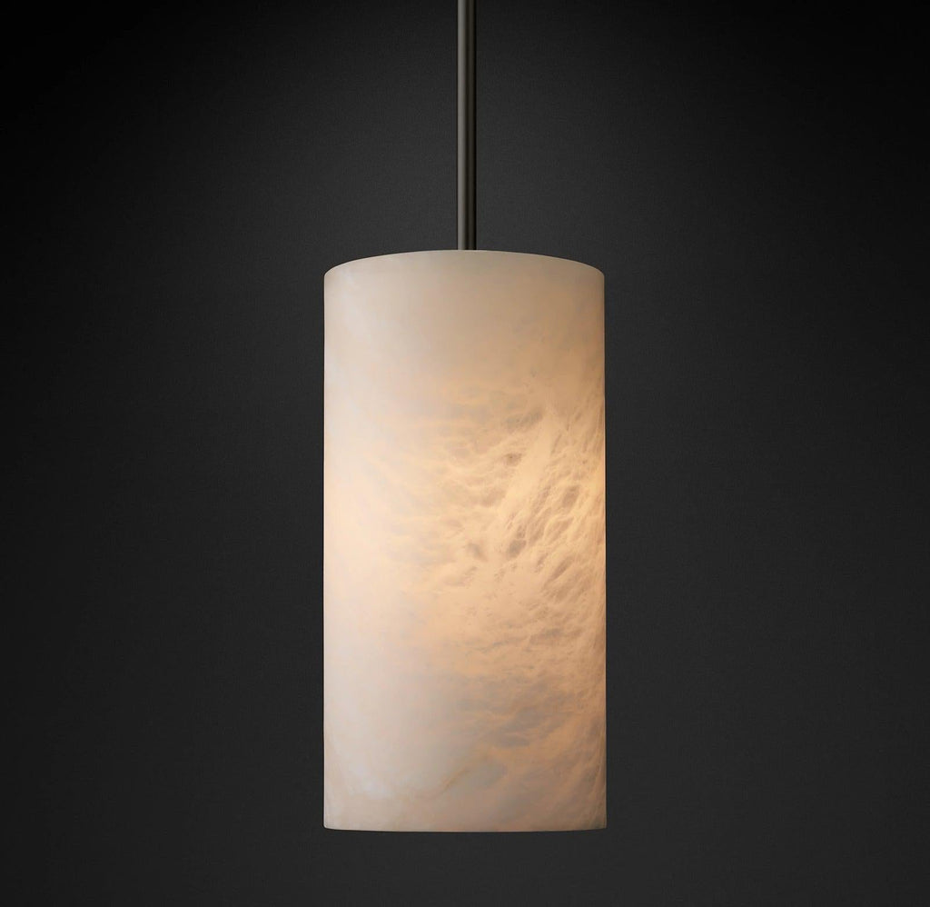Hand Carved Alabaster Cylinder Pendant - orvaliadecor