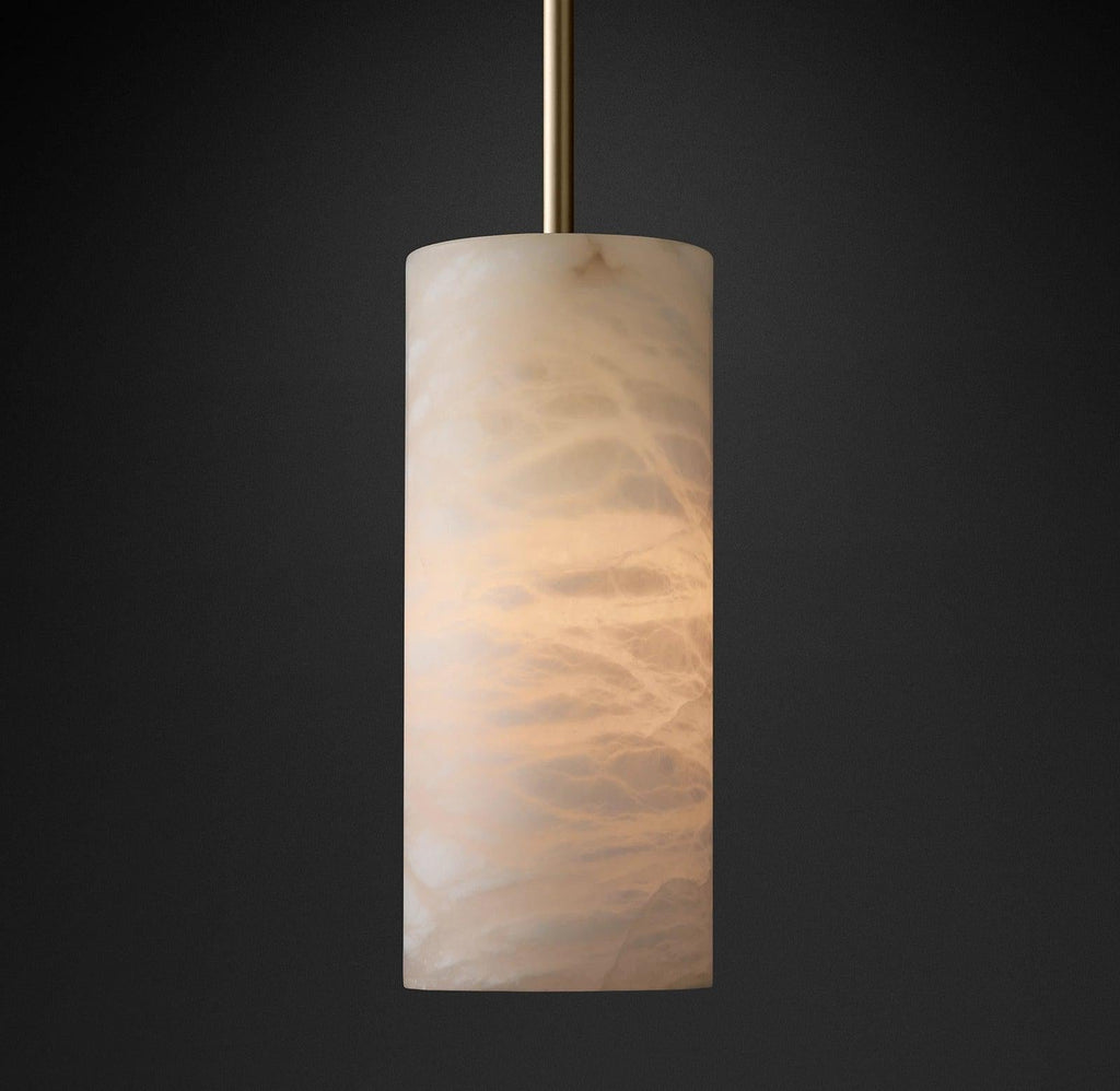 Hand Carved Alabaster Cylinder Pendant - orvaliadecor