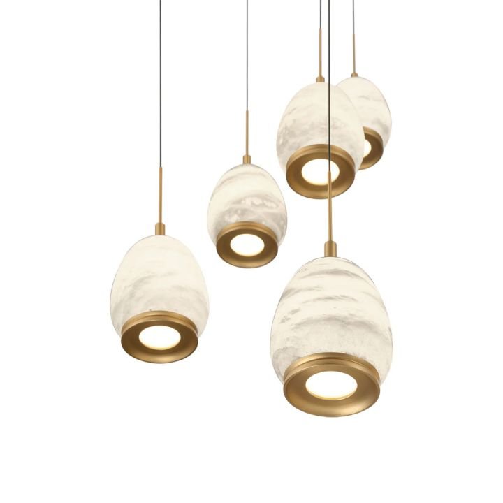 Lucidate Alabaster Round LED Chandelier - orvaliadecor