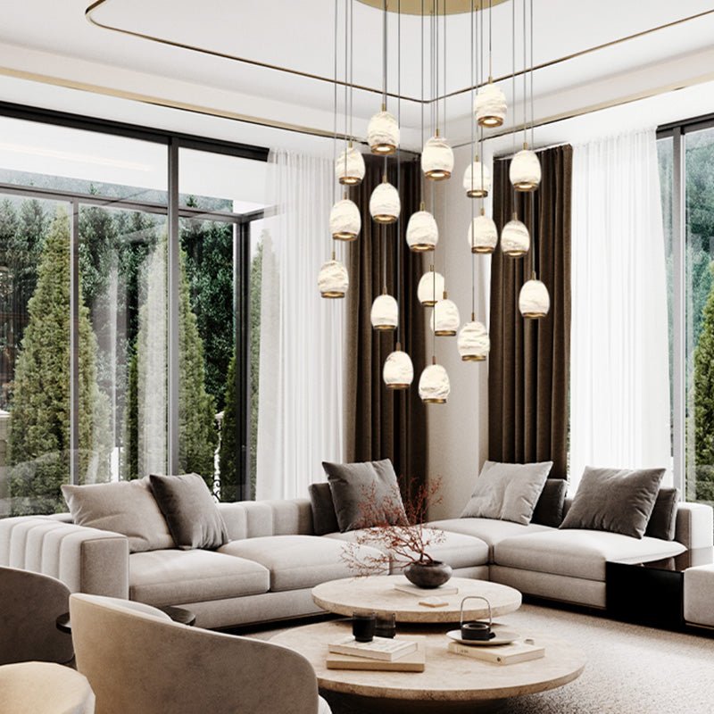 Lucidate Alabaster Round LED Chandelier - orvaliadecor